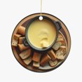 thumbnail image 1 of Cheese Fondue Pot, Bread Cubes, Switzerland Swiss Cuisine Food Themed Double Sided Ceramic Foodie Novelty Holiday Christmas Xmas Ornament Gift (Flat Printed Design, NOT 3D), 1 of 3