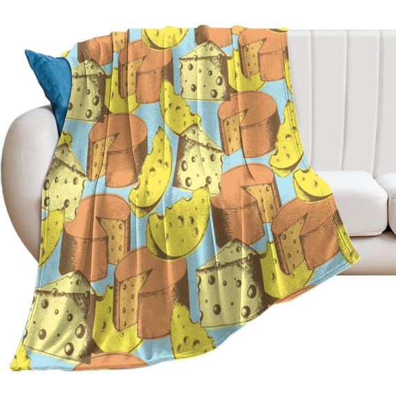 Cheese Food Pattern Warm Throw Blanket for Couch Bed Picnic Outdoor Fleece Blankets & Throws Travel