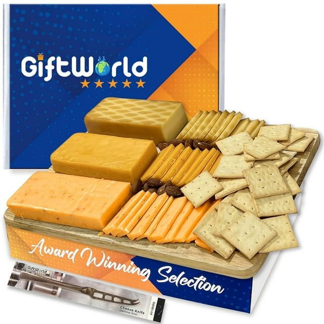Cheese Gift Baskets Assortment, Shelf Stable Cheese and Crackers Gift
