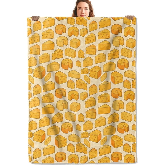 Cheese Gifts, Cute Yellow Cheese Blanket for Girls Kids Women, Cozy Warm Flannel Throw Blankets for Bedroom, Travel, Couch, Home Decor, 50x60 Inch in