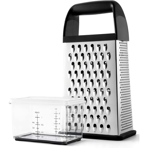 Cheese Grater with Container Box – Stainless Steel Kitchen Grater for Cheese, Parmesan, Zesting, Shredding, Cooking, and Kitchen Gadgets, Dishwasher Safe