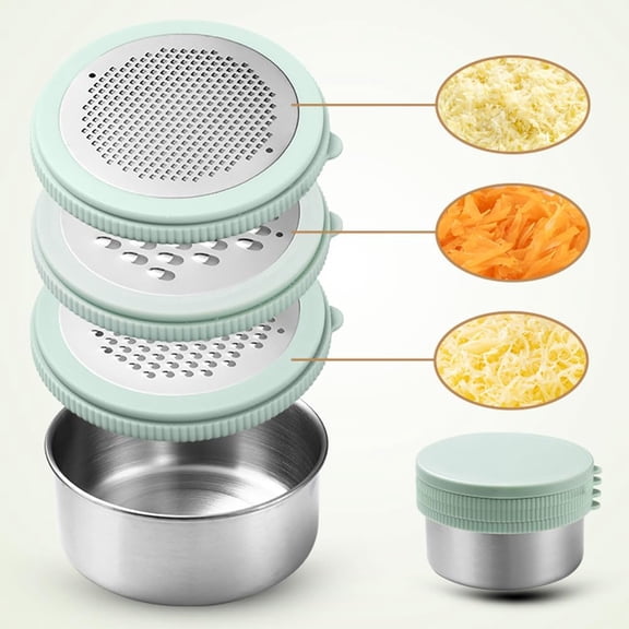 Cheese Grater with Container & Lid, Multi Functional Stainless Steel Box Grater, Handheld Grater Bowl for Kitchen,Lemon Zester for Parmesan, Cheeses, Ginger, Chocolate, Vegetables, Butter