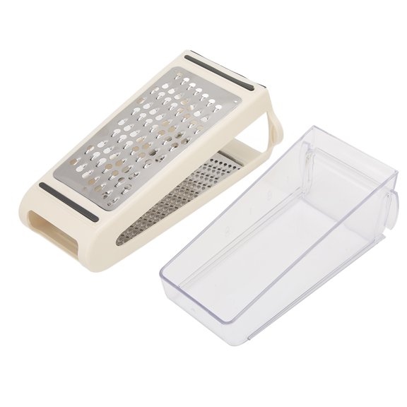 Cheese Grater Double Sided Removable Container,With Transparent Base,Kitchenware Tool Accessories,Beige,8.7x5.3x3.3in