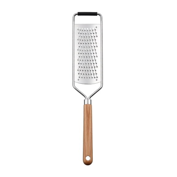 Cheese Grater Flat Square Stainless Steel with Wooden Handle for Kitchen Vegetables and Parmesan