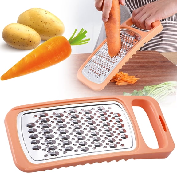 Cheese Grater,Handheld Flat Coarse Stainless Steel Graters for Kitchen,Food Grater with Anti-Slip Handle,Perfect for Potato,Vegetable,Butter,Parmesan Cheese(Orange)