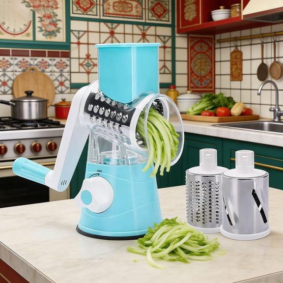 Cheese Grater with Handle, Multifunctional Manual Rotary Cheese Grater - Cheese Shredder Easily Chop Carrots, Potatoes, Vegetables and Fruits and Easy to Clean