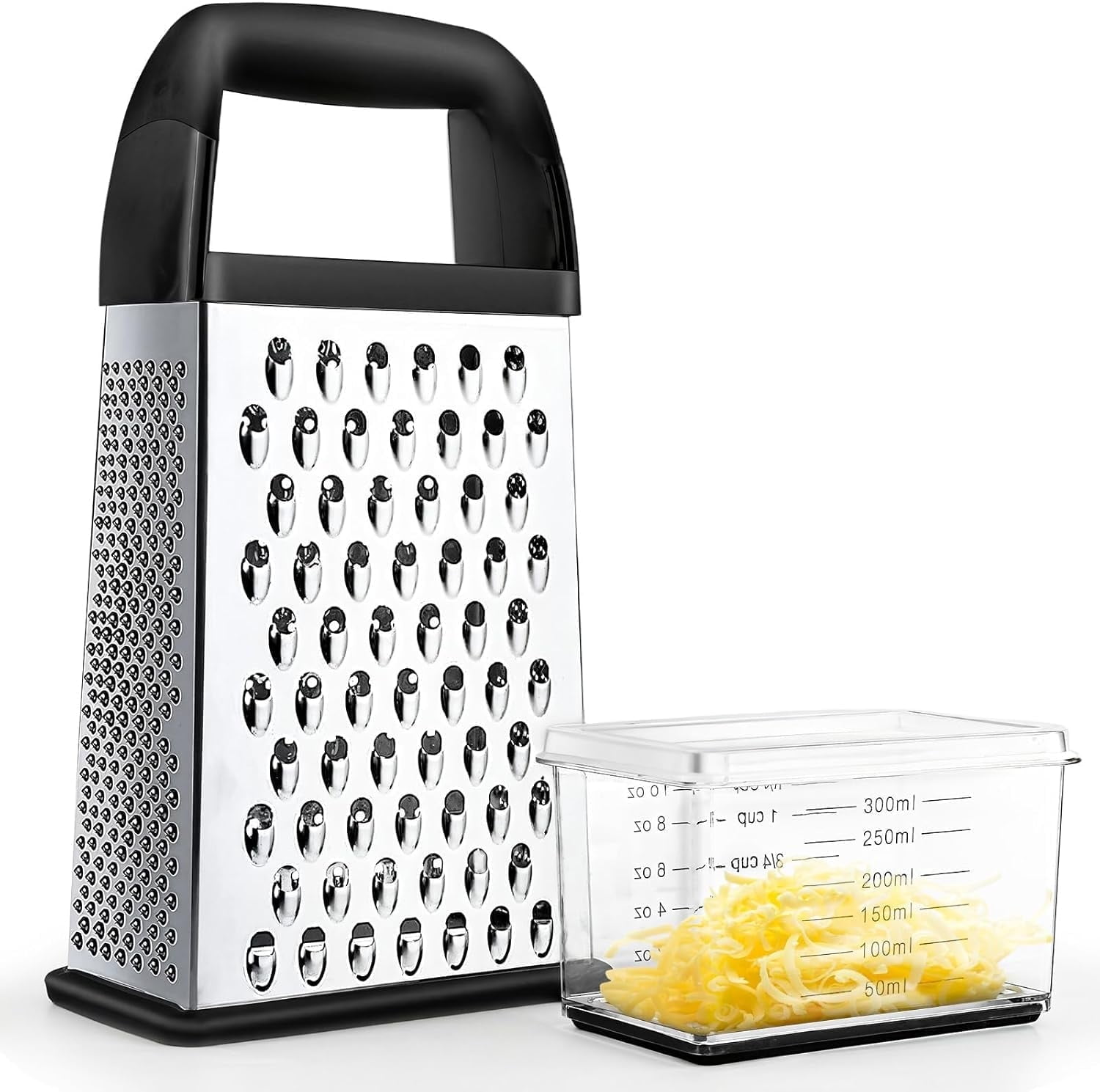 Behome Cheese Grater with Container, 4-Side Stainless Steel Cheese Shredder & Vegetable Chopper with Slip Resistant Handle, Box Grater for Fruit, Vegetables, Ginger - Walmart.com