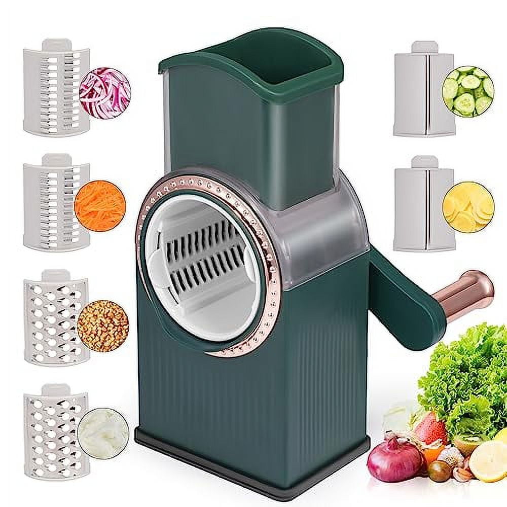 Cheese Grater with Crank Drum Grater with 3 Removable Drum Blades