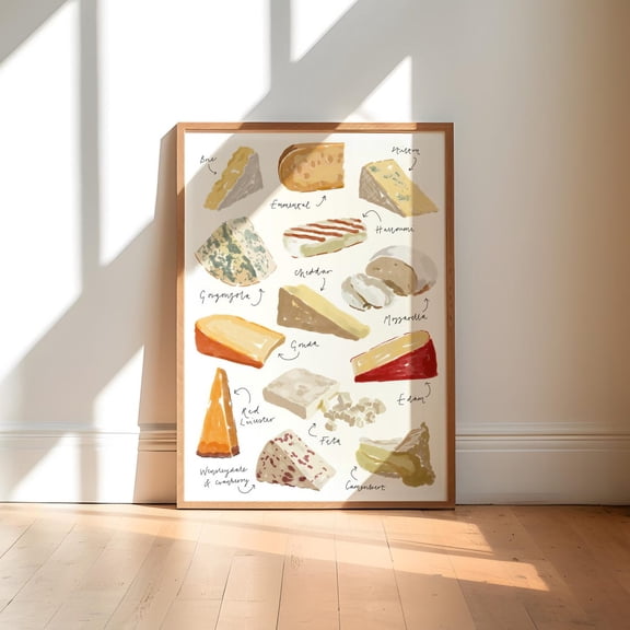 Cheese Hand Painted Cheese Wall Decor Unframed Paper Print
