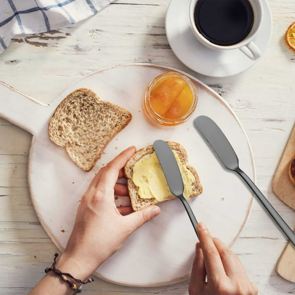 Cheese Knife Set, Stainless Steel 4-Piece Spreader Set, Mirror Polished 6.5 Inch Sandwich Spreaders for Cheese Cakes Crackers Dishwasher Safe, Black