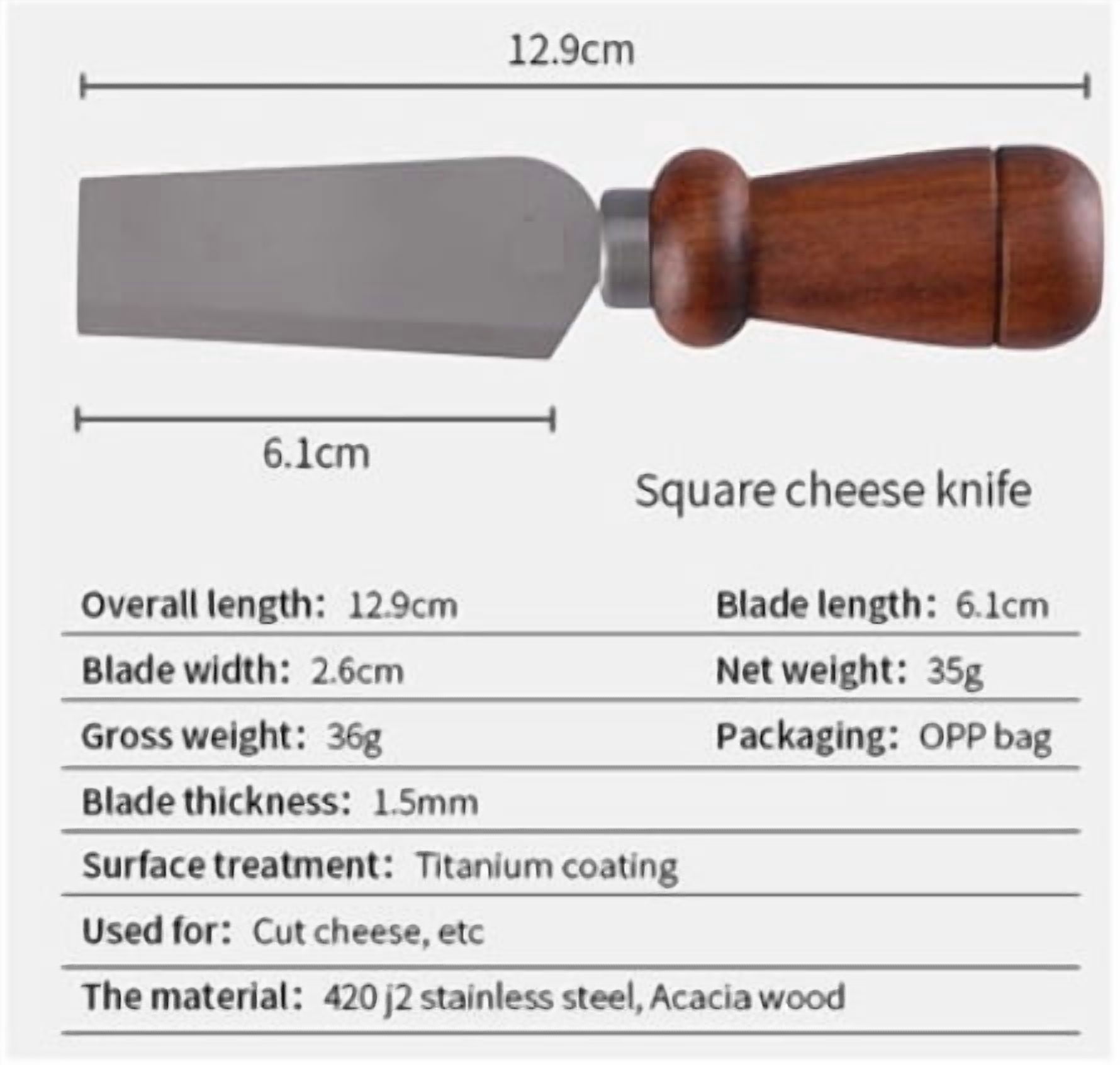 Cheese Knife Wooden Handle Butter Cutting Knife and Fork Titanium ...
