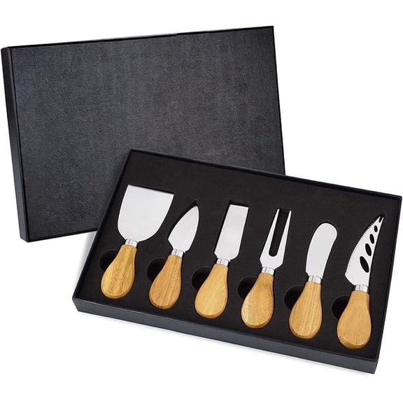 Swfoer Cheese Knives Set Cheese Spreader Slicer Cheese Cutter Cheese Fork Cheese Spreading Knife for Charcuterie Boards Cutlery Gift Set 6 Pieces Cheese Knife Utensils Set