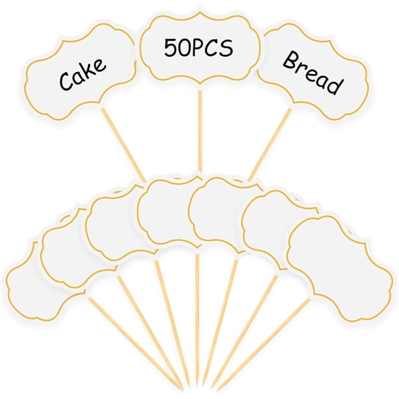Cheese Markers, Charcuterie Labels, 50Pcs Chalkboard Cupcake Picks Charcuterie Accessories Food Label for Cheese Blank Toothpick Flags for Appetizer Signs Sandwich Wedding Party Decorations White