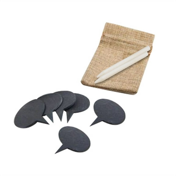 Cheese Markers Set for Charcuterie Board - 6 Labels, 2 Soapstone Chalks & Linen Bag, Reusable, Easy to Clean for Parties & Gifts