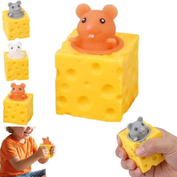 Cheese Mouse Squeeze Toys - 4.68" Anxiety Relief Stuff Popcorn Squeeze Toys,Light Brown