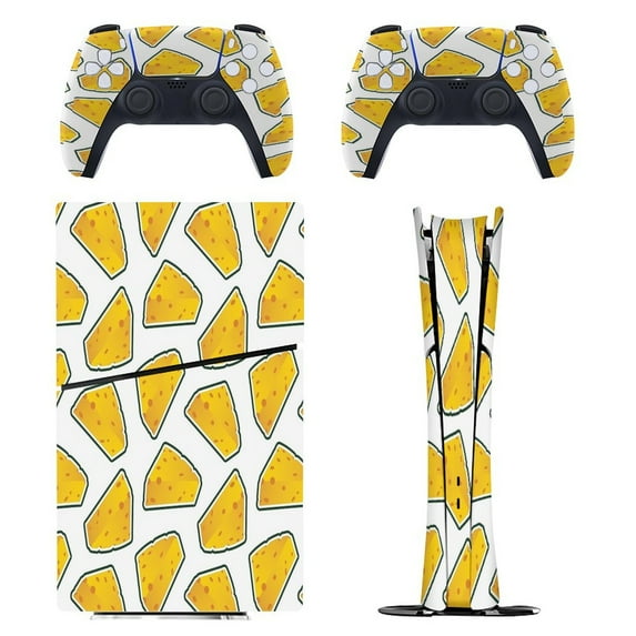 Cheese Pattern On White Background PS5/PS5 Pro/PS5 Slim Digital Disc Skin Sticker For Console And Controller Skins