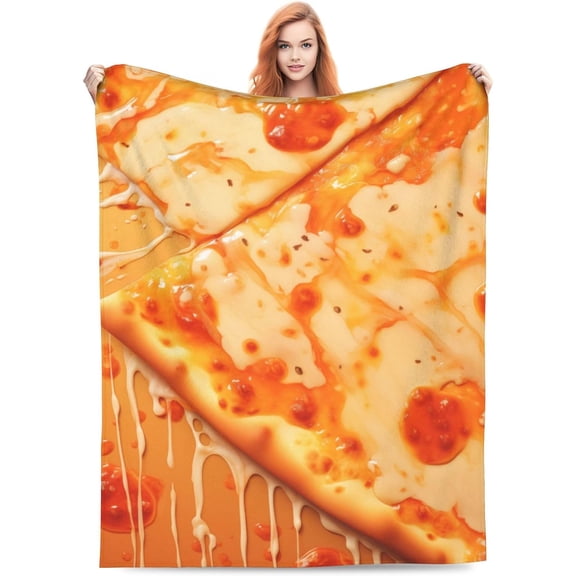 Cheese Pizza Blanket Gifts for Kids Adult Soft Flannel Lightweight Pizzas Food Throw Blankets for Bed Home Living Room Sofa Decor 50"x40"