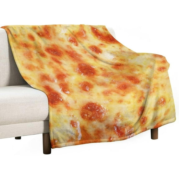 Cheese Pizza Texture Blanket Fleece Cozy Warm Funny Realistic Food Lightweight Throw Blanket for Couch Sofa Bed for Adults Kids Boys Teens Gift 50"x60"