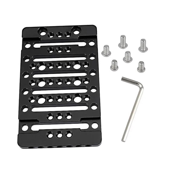 Cheese Plate with 1/4inch 3/8inch Thread Holes and Built-in 4 Cold Shoe Mounts to Quick Release for DSLR Camera Cage Rig