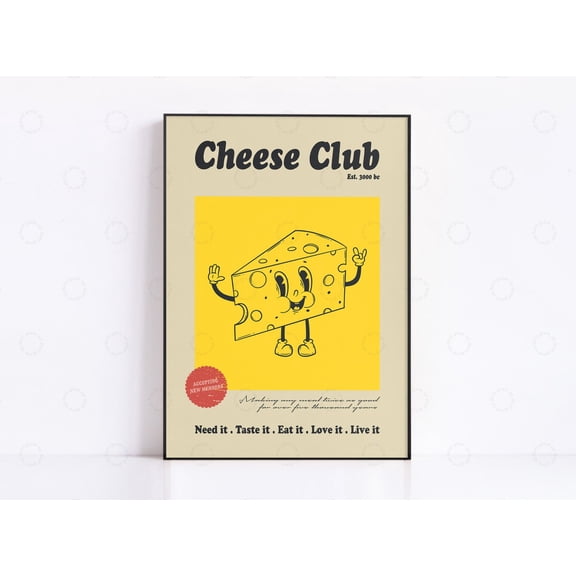 Cheese Print, Cheese Gift, Cheese Montage, Cheese Poster, Cheese Lover Gift, Cheese Cheese Collection, Cheese Wall Decor Retro Wall Art, Modern Wall Decor, 16x24 UNFRAMED
