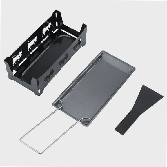 Cheese Raclette Grill, Pan Cheese Melting Accessories, Portable NOn Stick Cheese Raclette Rotaster Baking Tray Stove Set Home Kitchen Grilling Tool