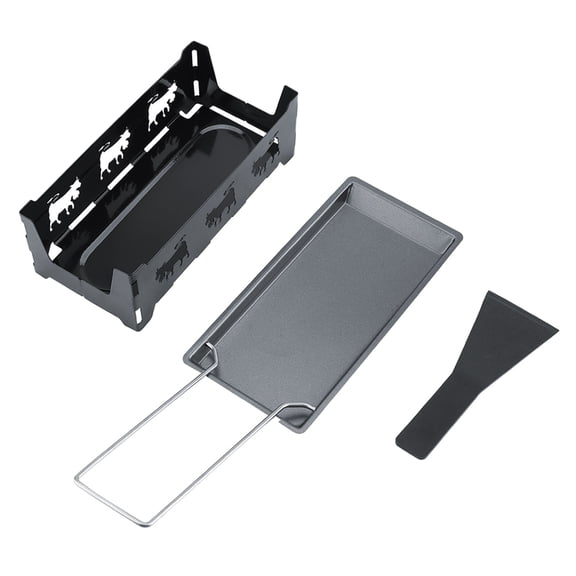 Cheese Raclette Grill, Pan Cheese Melting Accessories, Portable NOn Stick Cheese Raclette Rotaster Baking Tray Stove Set Home Kitchen Grilling Tool