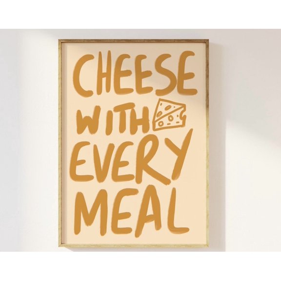 Cheese Retro Kitchen Print Fun Kitchen Poster Trendy Cute Kitchen Decor Modern Typography Cheese Lover Art Foodie Cafe Art