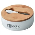 thumbnail image 1 of Cheese Sealing Box Ceramic Butter Plate with Lid and Knives Set Cheese Storage Tray Container Box, 1 of 6
