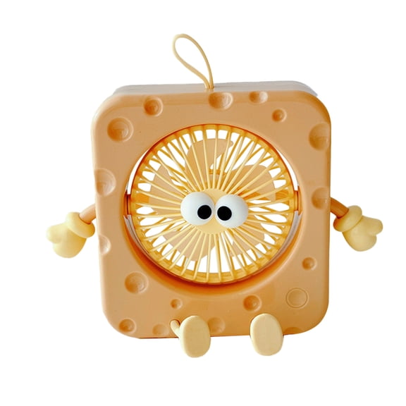 Cheese Shape Desktop Fan Cute Design Cooling Device, Three Speed Adjustable Airflow System, USB Rechargeable Compact Fan Unit, Portable Home Office Travel Desk Cooling Device