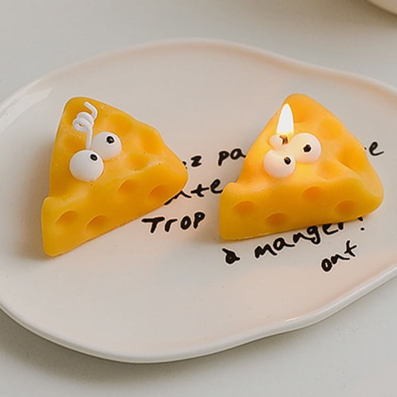 Cheese Shaped Aromatherapy Candle Handmade Natural Soy Wax Blend, Cute Melancholic Scent for DIY Gift Birthday, Home Decoration and Mood Relief
