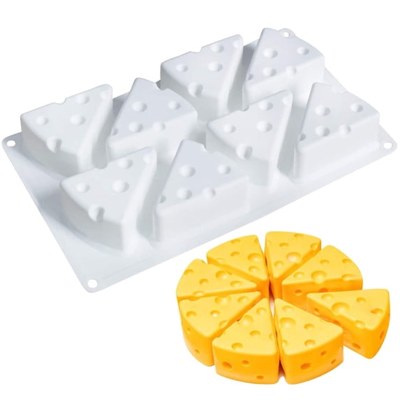 Cheese Shaped Silicone Baking Mold, 8 Cavity Triangle Cheese Mould, 11 ...
