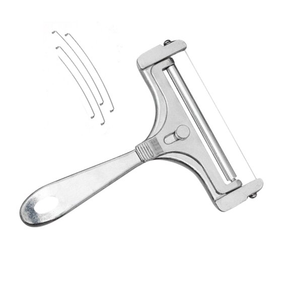Cheese Slicer Adjustable Thickness - Cheese Shaver Chipper Kitchen Gadget for Hard Semi-Hard Cheese - Stainless Steel Cutting Wire Cheddar Slicer with Ergonomic Handle - Manual Cheese Cutter Tool