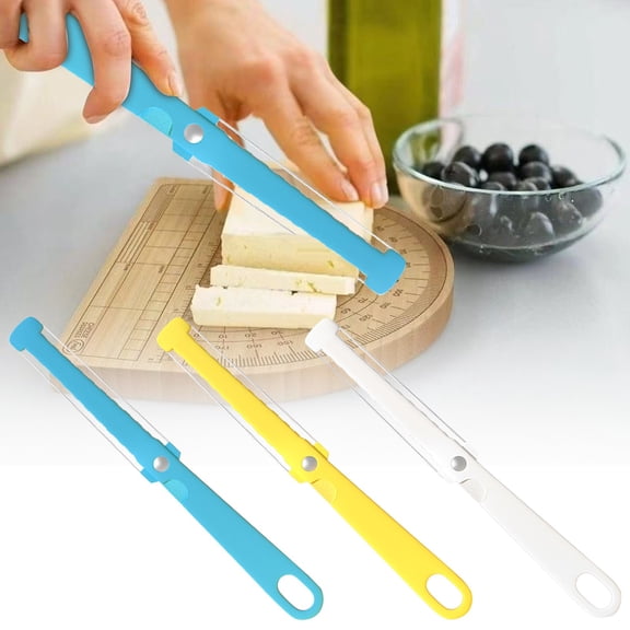 Cheese Slicer Handheld 2 Side Wire Blade Knife Butter Cutter Peeler Spatula Cake Sausage Ham Slicing Tool for Cheddar Gruyere Raclette Mozzarella Block