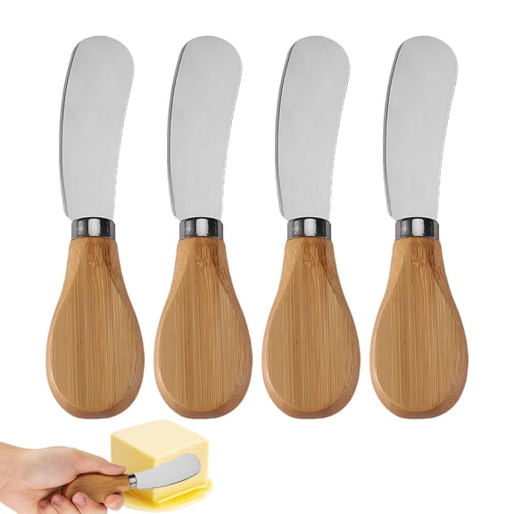 Cheese Spreader Knives,Stainless Steel Butter Knife Spreader with Wooden Handle,Small Cheese Knives for Charcuterie Board