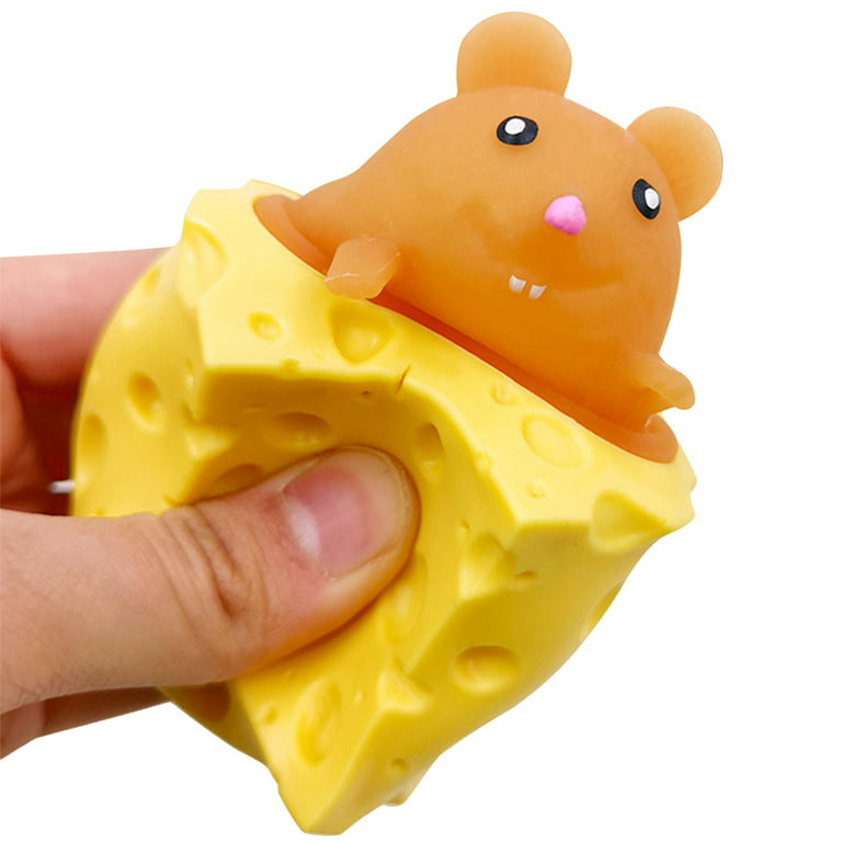 Cheese Squeeze Toys Stress Relief and Anxiety Reduce Squeeze Cheese Mouse  Toy with Recovery and Resilience Cheese Fingertip Toy Decompression Evil  Cheese Cup for Adults Kids Ages 3+ 