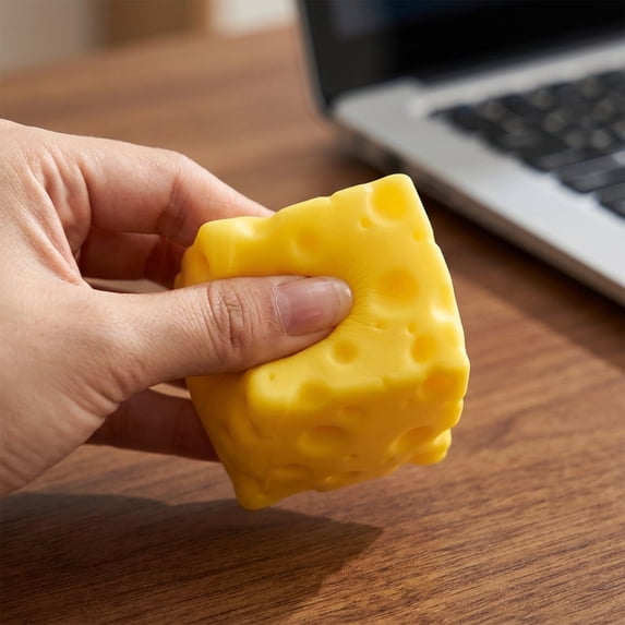 Cheese Squishies Stress Relief Soft Novelty Toy, Simulation Cheese Food Squeeze Toy, Stress Ball 1.9",(2pc)
