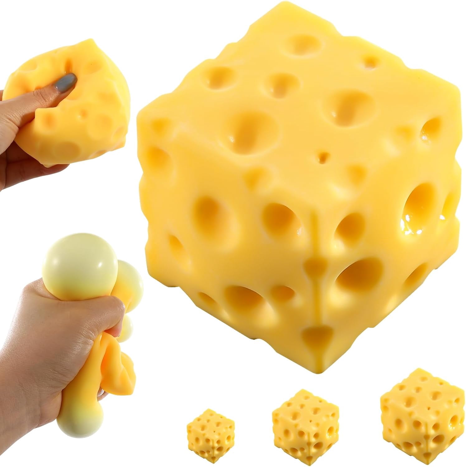 Cheese Squishy (6cm),Cheese Block Squeeze Toys,Squishies Stress Relief Fidget Toys,Stocking Stuffer Novelty Gifts for Birthday (2.4 inch)