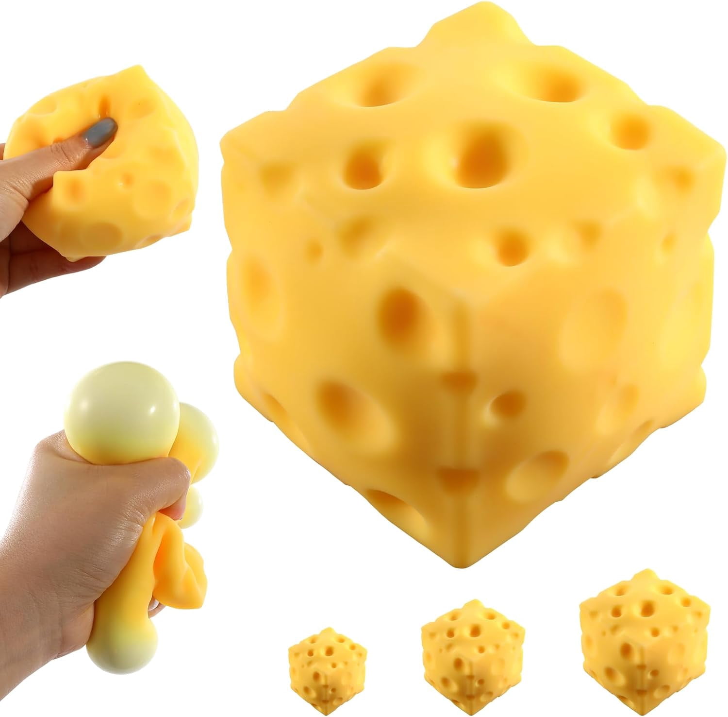 Cheese Squishy (7cm),Cheese Block Squeeze Toys,Squishies Stress Relief Fidget Toys,Stocking Stuffer Novelty Gifts for Birthday (2.8 inch)