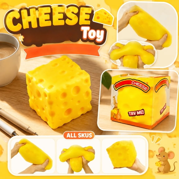 Cheese Squishy, Cheese Squishies Stress - Realistic Slow Rising Food Fidget for Stress Relief & Anxiety Relaxation，4.53-Inch