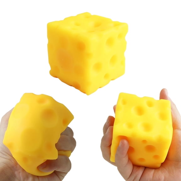 Cheese Squeeze Mini Cube Block Slow Rising Squeeze Toy squeezable Stress Relief Original Sensory / Fidget Novelty Toy and Gift for Adults (1.6 Inch)
