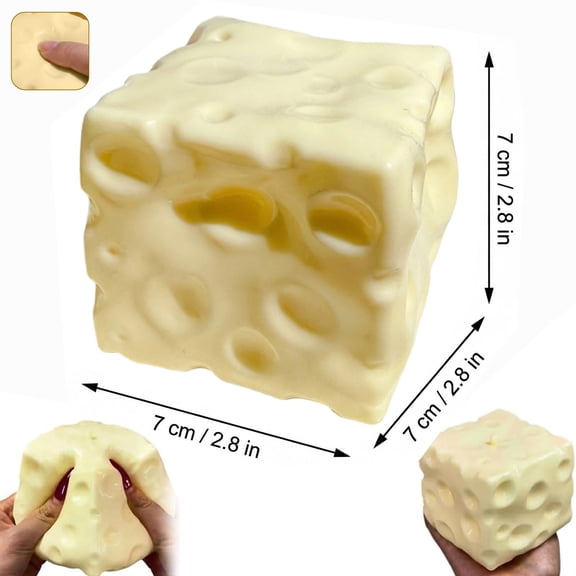 Cheese Squishy Slow Rising Squishy Toys Jumbo Cube Block Stress Ball Soft Squeeze Sensory Fidget for Desk Play Stress Relief Gifts for Adults
