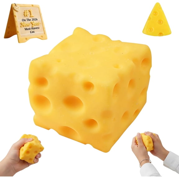 Cheese Squishy, Yellow Cheese Squeeze, Slow Rising Squeeze Block, Stress Relief Rebounding Sensory Fidget Gift Party Favor for Adults (6CM)