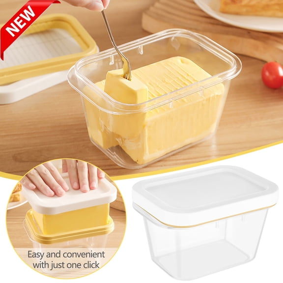 Cheese Storage Box with Lid, Plastic Divider Container, Fridge Butter Cheese Slice Keeper Box,White