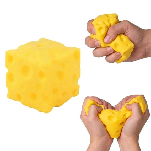 Cheese Stress Ball Soft Fidget Hand Relief Squeeze Gift Squish Office Fun Anti-Anxiety Therapy Relaxation Portable Decor Activity Desk Gadget Entertainment Calming