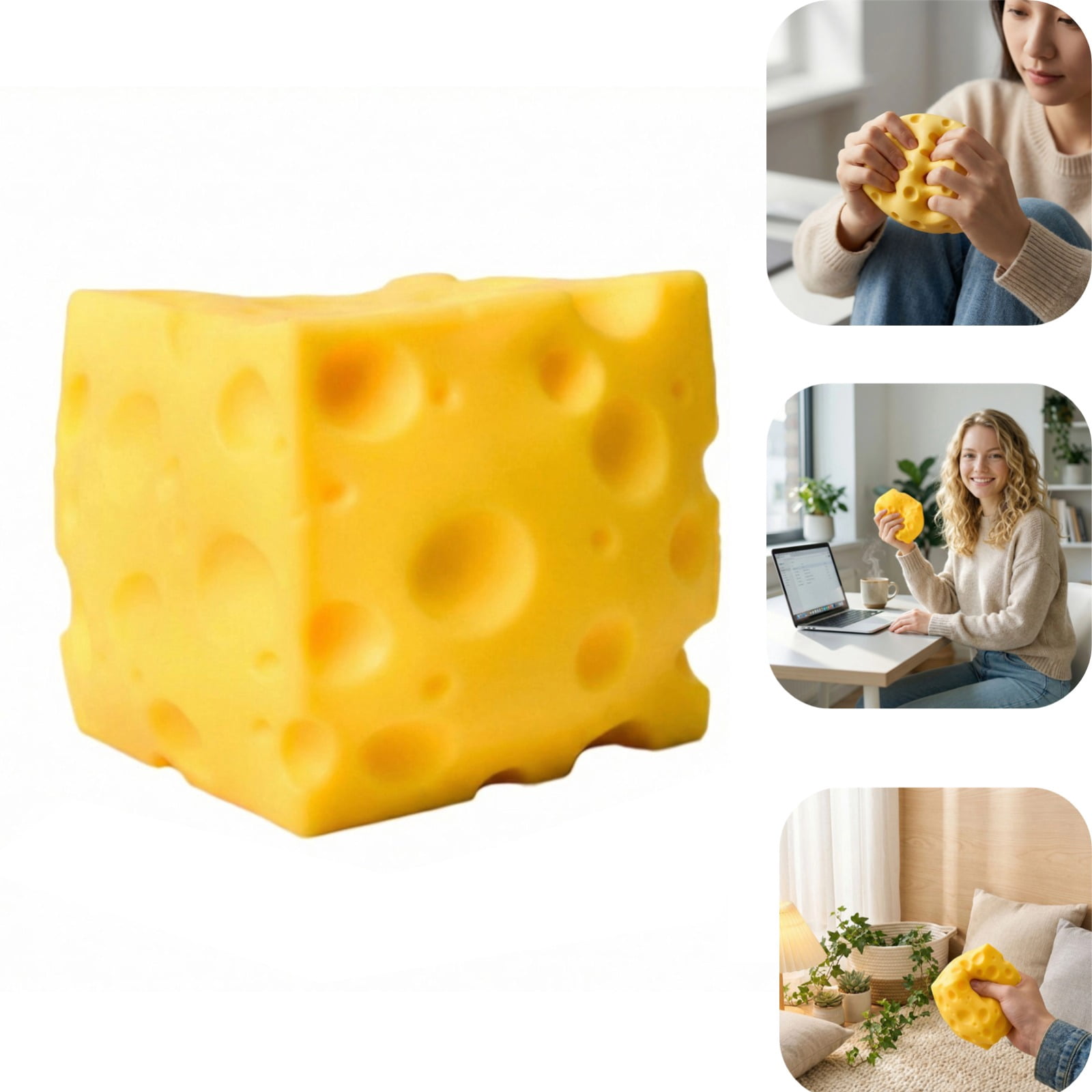 Cheese Stress Ball Stretchy Cheese Squeeze Toys Soft Simulation Food ...