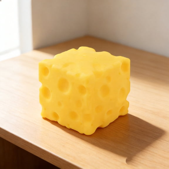 Cheese Stress Relief Squeeze Toy, 2.0in Realistic Food Design Soft Hand Toy for Sensory Stimulation, Compact Size for Portable Relaxation Cheese
