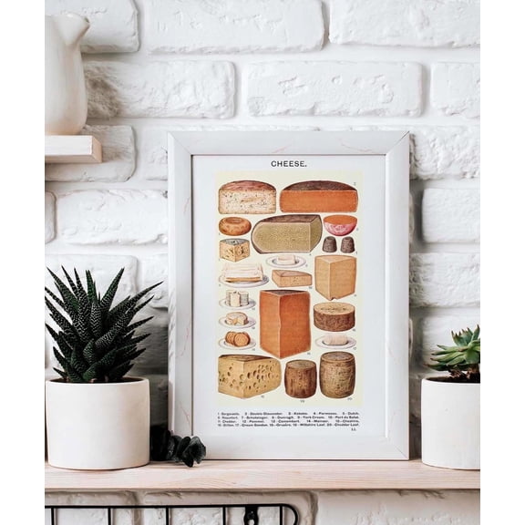 Cheese Types Vintage Food Poster, Unframed Paper Poster 8x10in