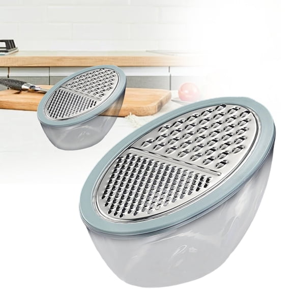 Cheese & Vegetable Grater with Container, Multi-Purpose Stainless Steel Shredder Box Grater for Kitchen A/Blue