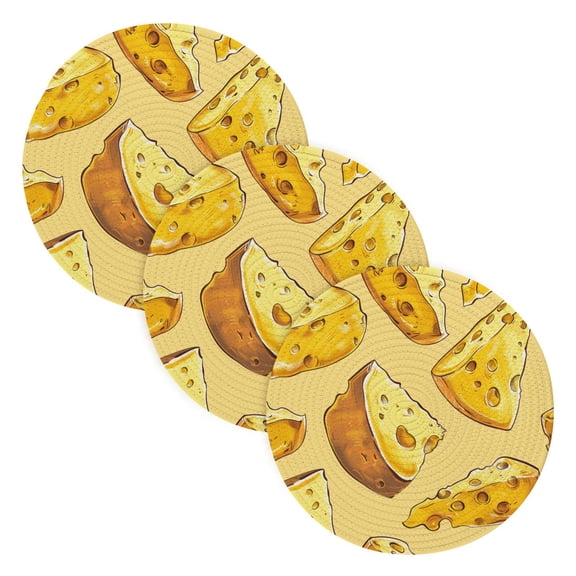 Cheese Yellow Trivet Mats Woven Pot Holders 3Pcs Non-Slip Heat Resistant for Hot Pots Pans Pats