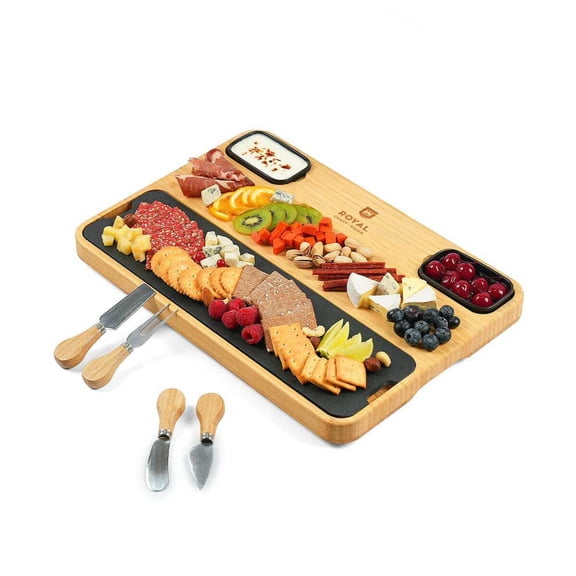 Cheese and Cracker Tray With Slate Plate by Royal Craft Wood